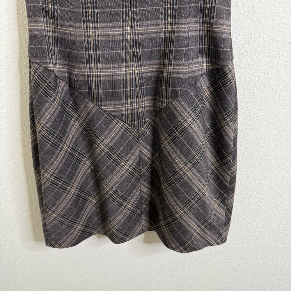 Black Halo One Shoulder Plaid Mini Jackie Dress Size 2 Multi Color PTP: 15” - Picture 7 of 16